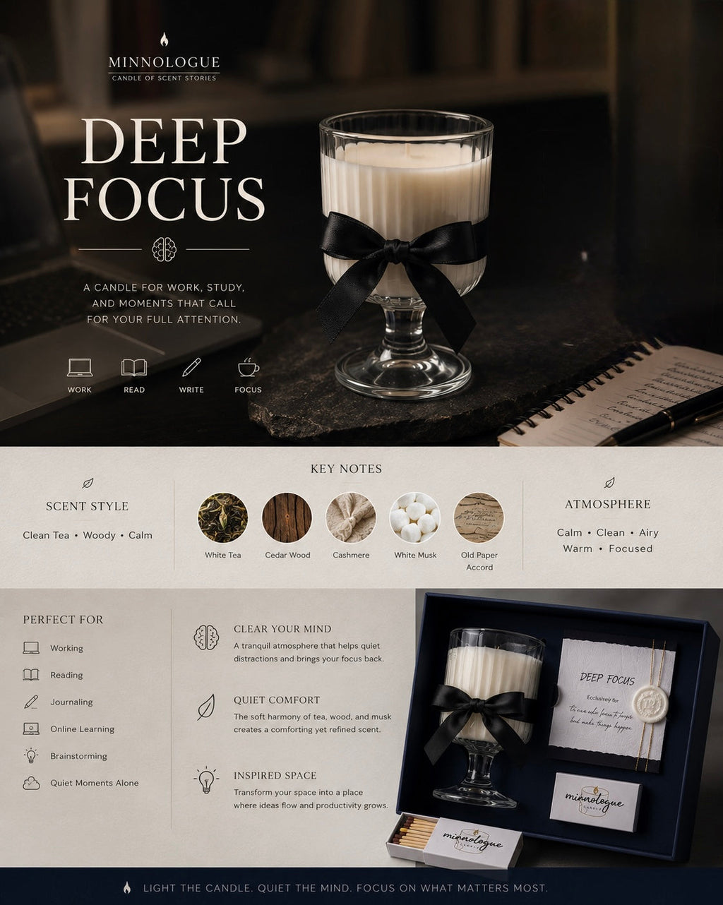 Deep Focus | Clean Woody Soy Candle ⭐