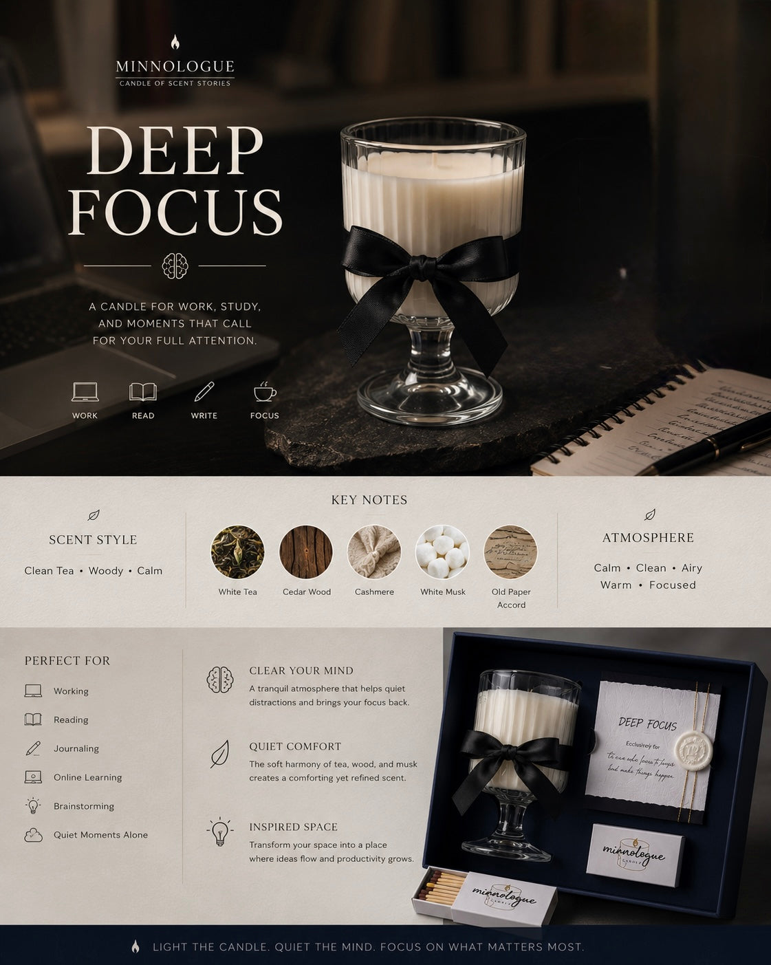 Deep Focus | Clean Woody Soy Candle ⭐